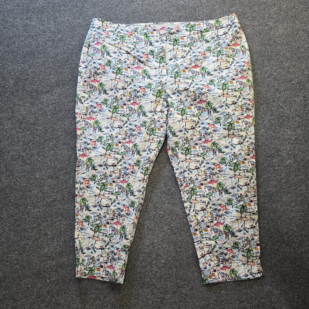 Talbots Pants Womens Size 24W White Tropical Beach Riviera Capri Chino Casual